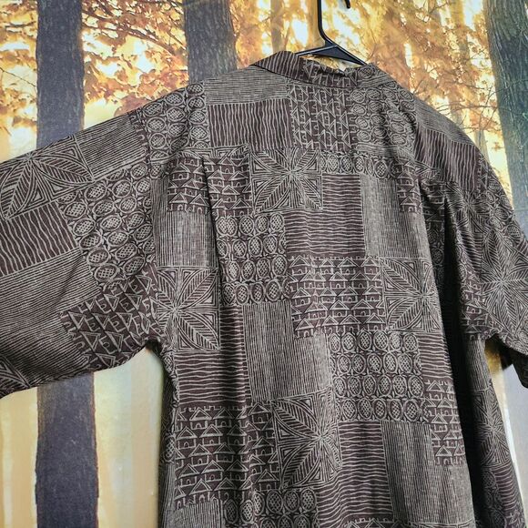 Tommy Bahama Silk Mens Large Green Tropical Hawaiian Camp Short Button-Up Shirt - Picture 6 of 13